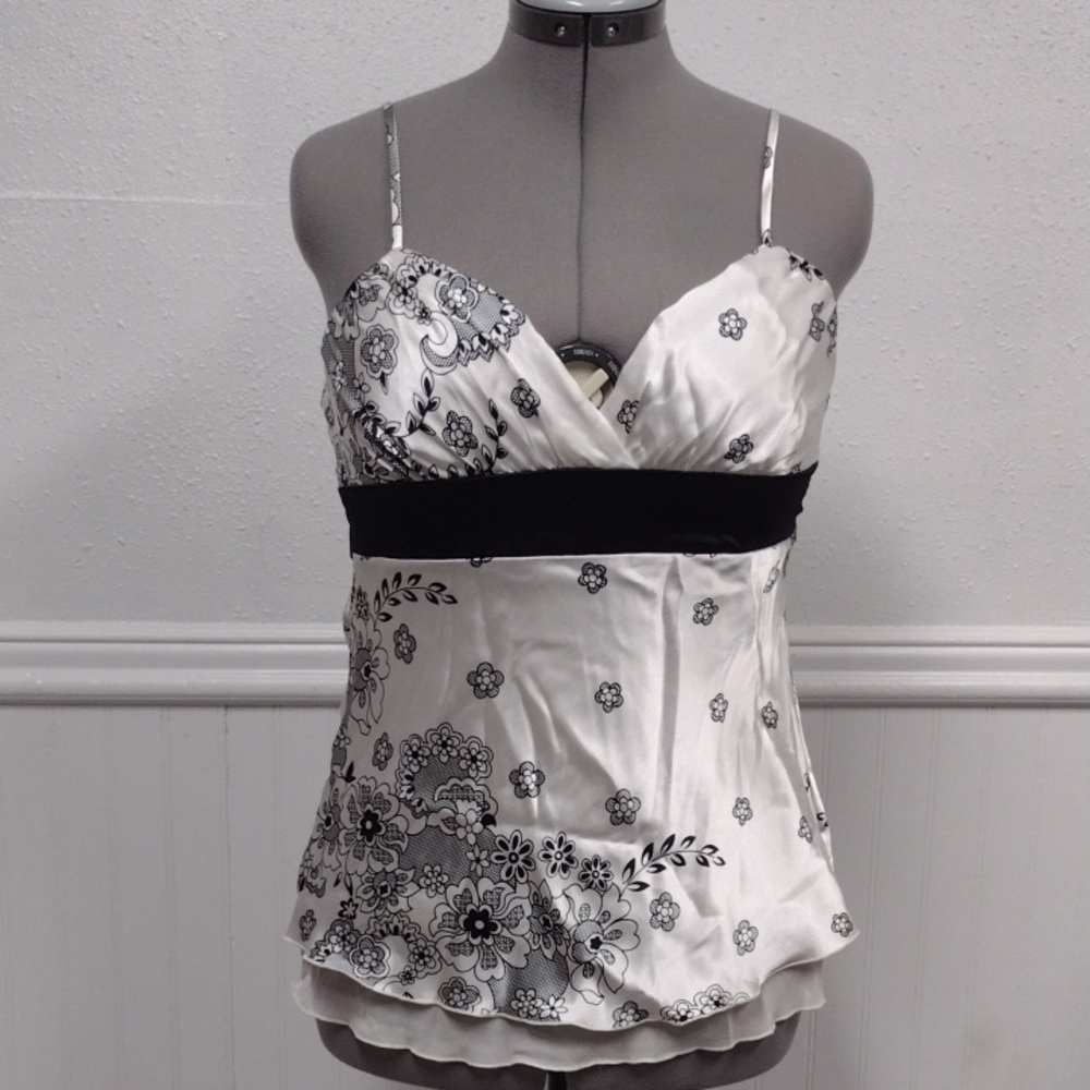 Forever Vintage Black and White Floral Camisole Babydoll.